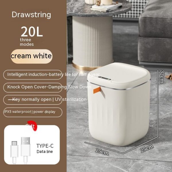 Smart Trash Can With Lid For Bedroom And Living Room Kitchen Storage Box Trash Can Induction Small Car Box Automatic Smart Dustbin Smart Trash Bin - Image 4